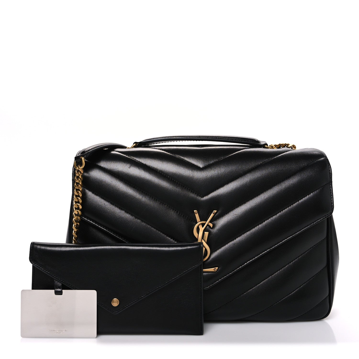 Saint Laurent Lambskin Chevron Quilted Large LouLou Black 3 of 11