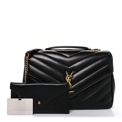 Saint Laurent Lambskin Chevron Quilted Large LouLou Black 3 of 11