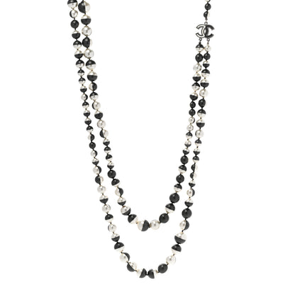 Chanel Pearl CC Long Necklace Ivory Black 1 of 9