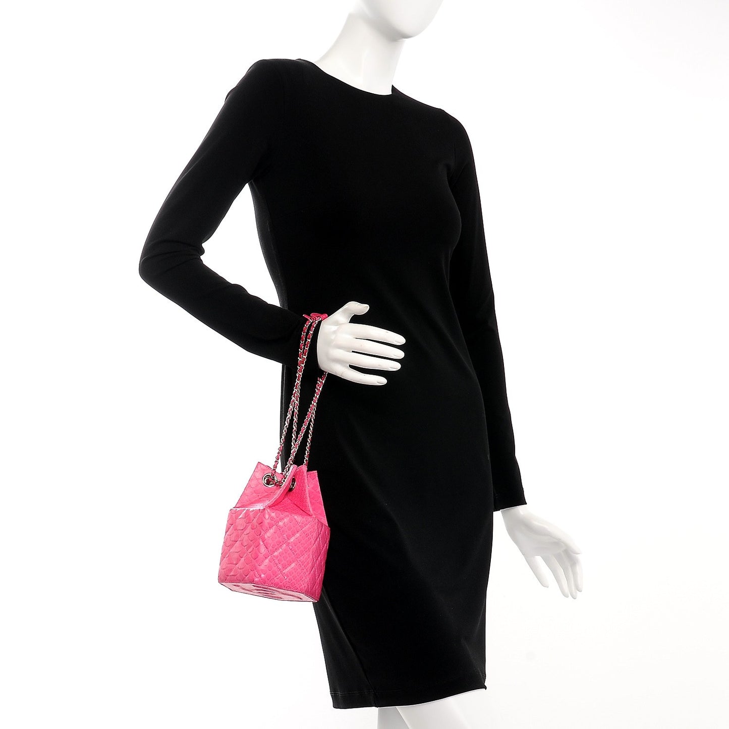 Python Quilted Drawstring Bag Pink