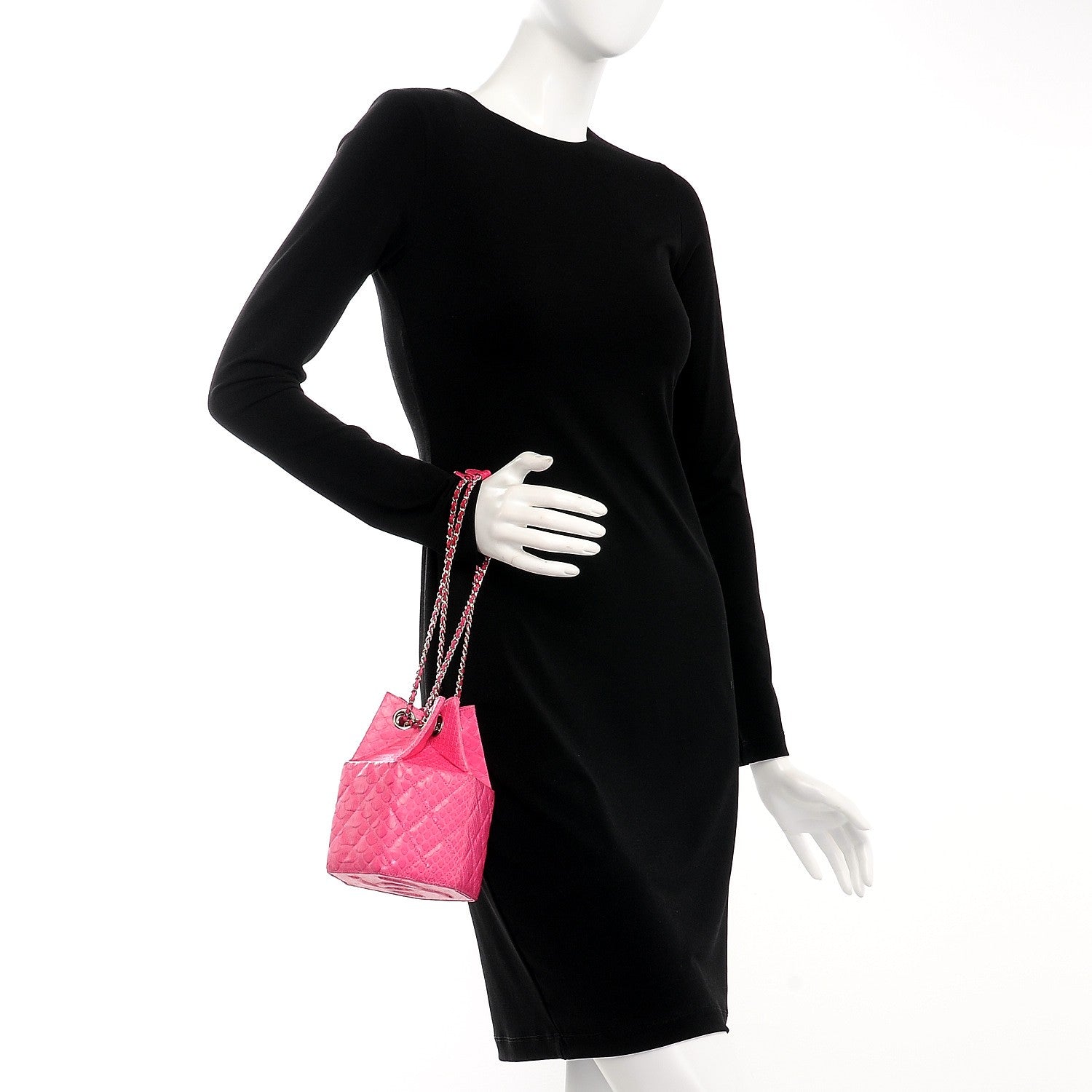 Chanel Python Quilted Drawstring Bag Pink 2 of 10