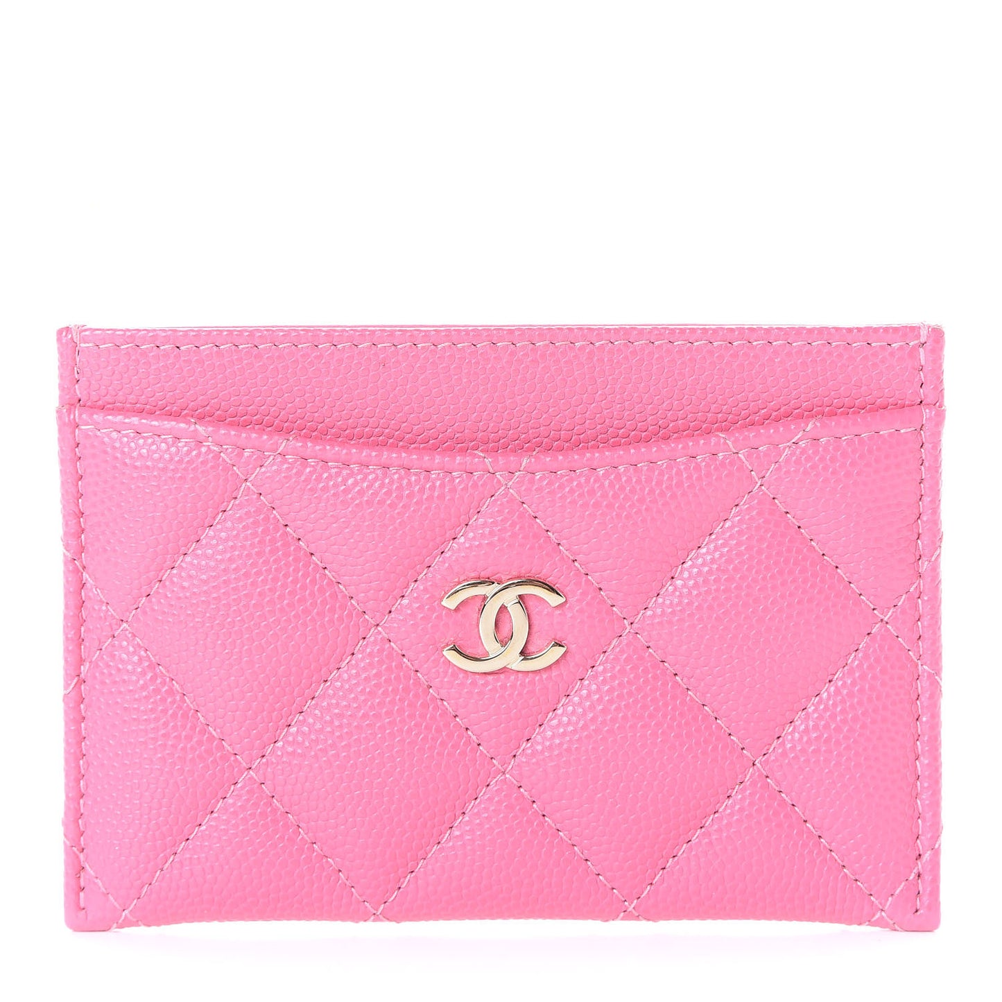 Caviar Quilted Card Holder Pink