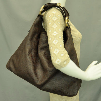 Gucci Guccissima Large Horsebit Chain Hobo Brown 2 of 9