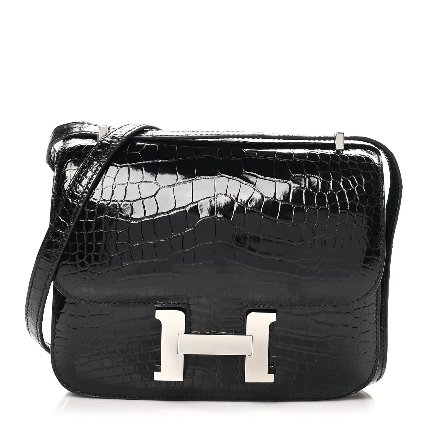 Shiny Alligator Constance 18 Black