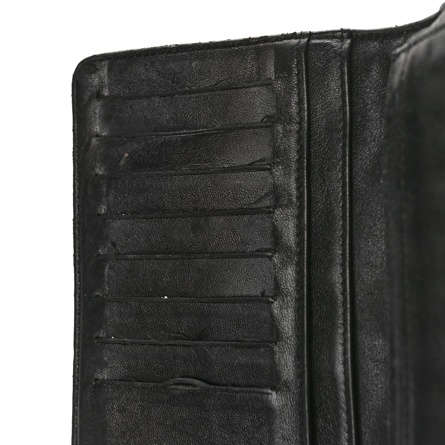Patent Calfskin Quilted Yen Wallet Black