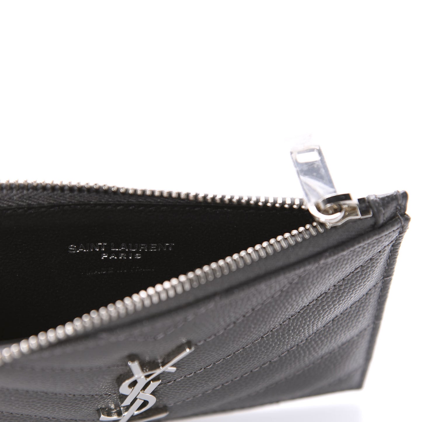 Grain De Poudre Matelasse Chevron Monogram Fragments Zippered Card Case Coal