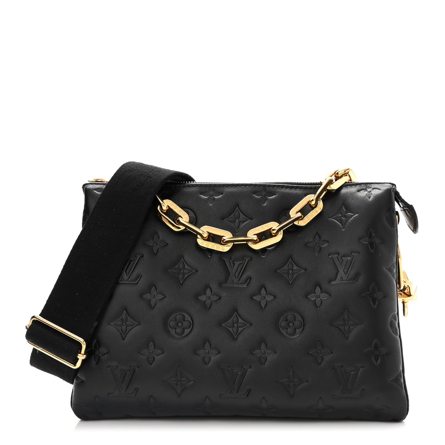 Lambskin Embossed Monogram Coussin PM Black