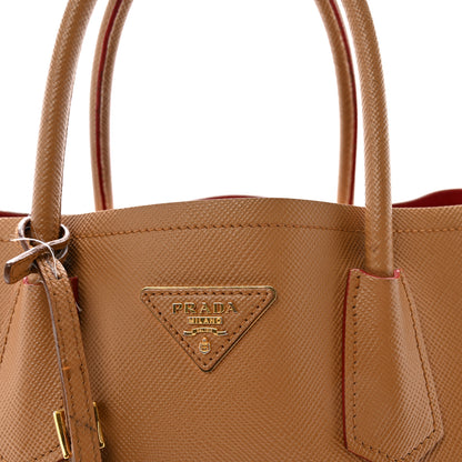 Prada Saffiano Cuir Medium Double Handle Bag Caramel Fuoco 8 of 10