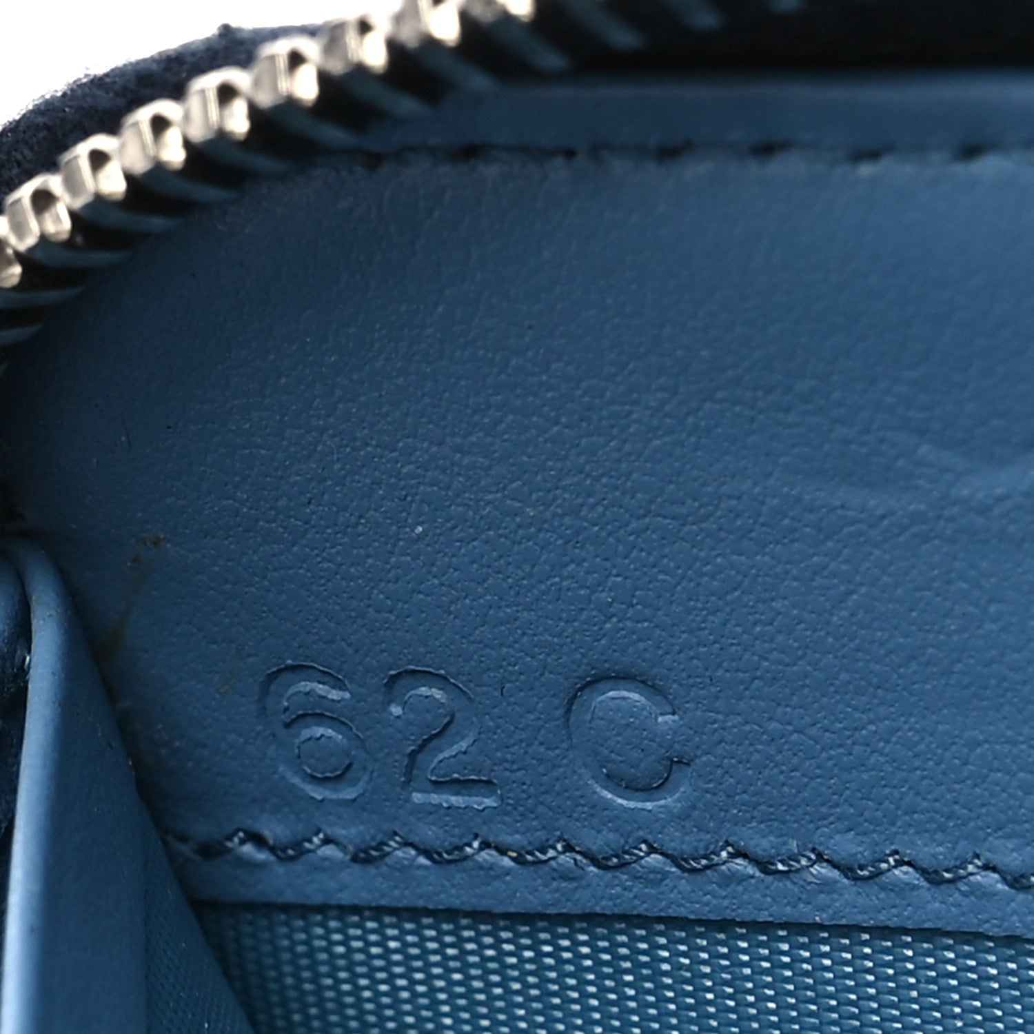 Prada Saffiano Metal Zip Around Wallet Navy Blue 12 of 14
