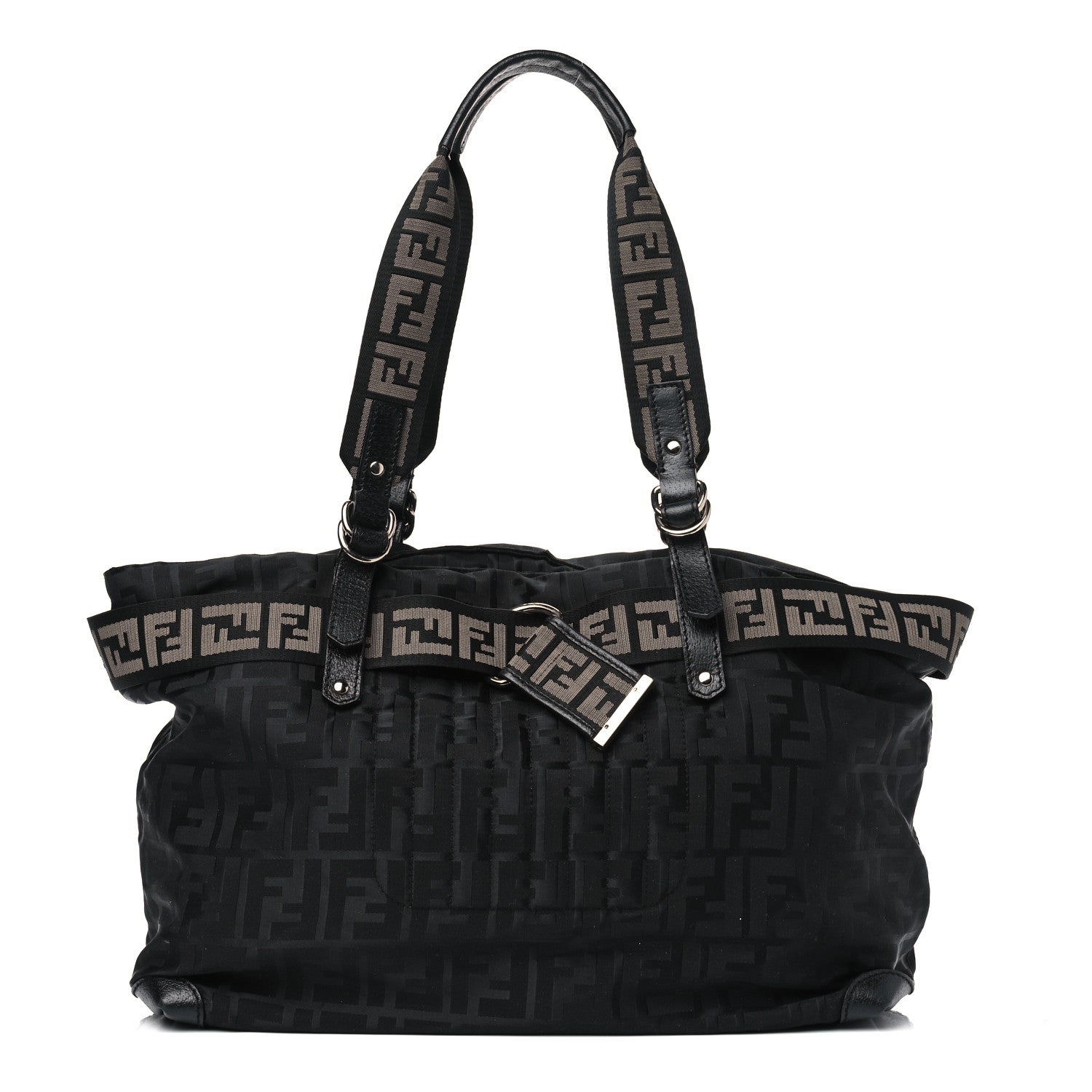 Fendi Zucca Cinghiale Large Zip Code Shopping Tote Black 1 of 4