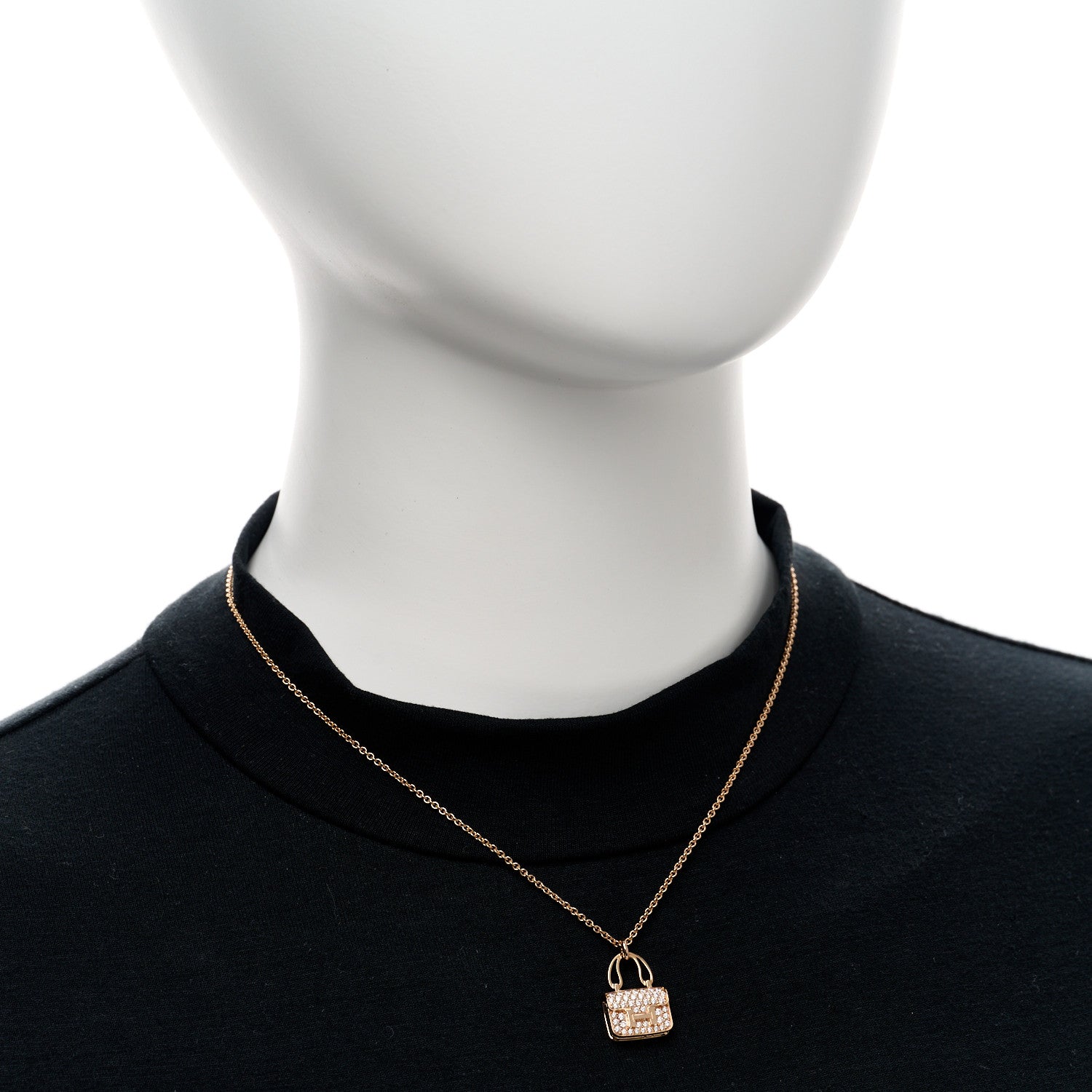 Hermes 18K Rose Gold Diamond Constance Amulettes Pendant Necklace 2 of 6