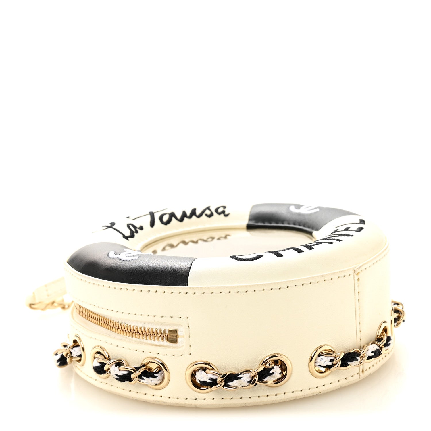 Chanel Lambskin Coco Lifesaver Round Bag Black White 4 of 12