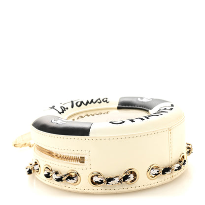 Chanel Lambskin Coco Lifesaver Round Bag Black White 4 of 12