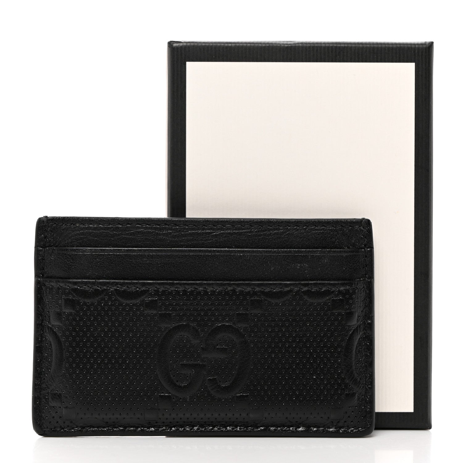 Gucci Calfskin GG Tennis Embossed Card Holder Black 3 of 7