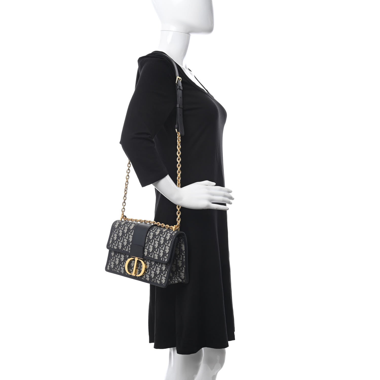 Christian Dior Oblique 30 Montaigne Chain Flap Bag Blue 2 of 10