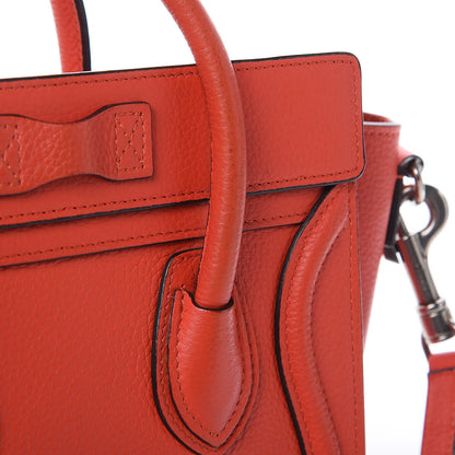 Celine Drummed Calfskin Nano Luggage Vermillion 10 of 12
