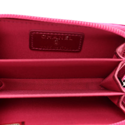 Chanel Metallic Patent Quilted Zip Around Boy Coin Purse Wallet Fuchsia 5 of 8