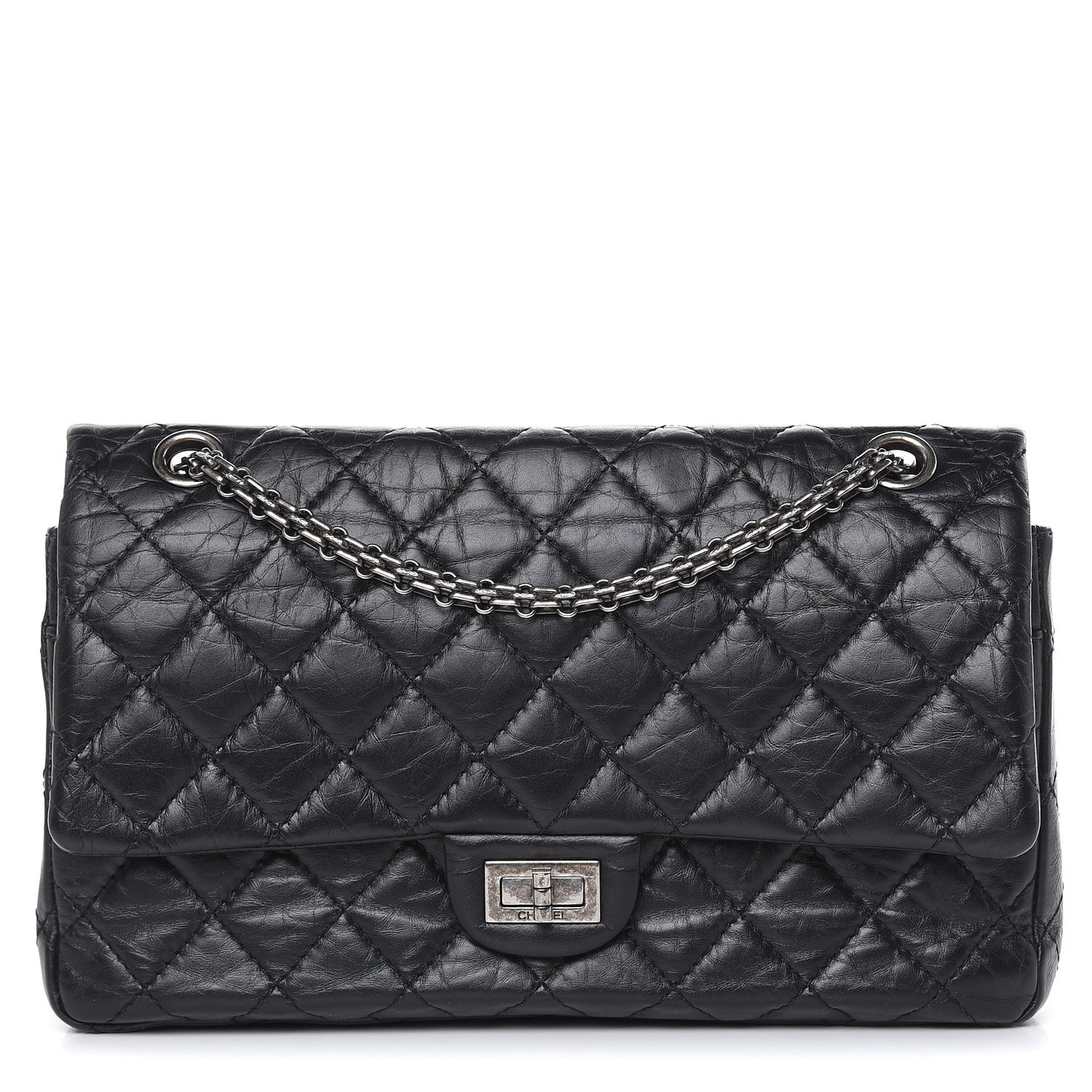 Aged Calfskin Quilted 2.55 Reissue 226 Flap Black