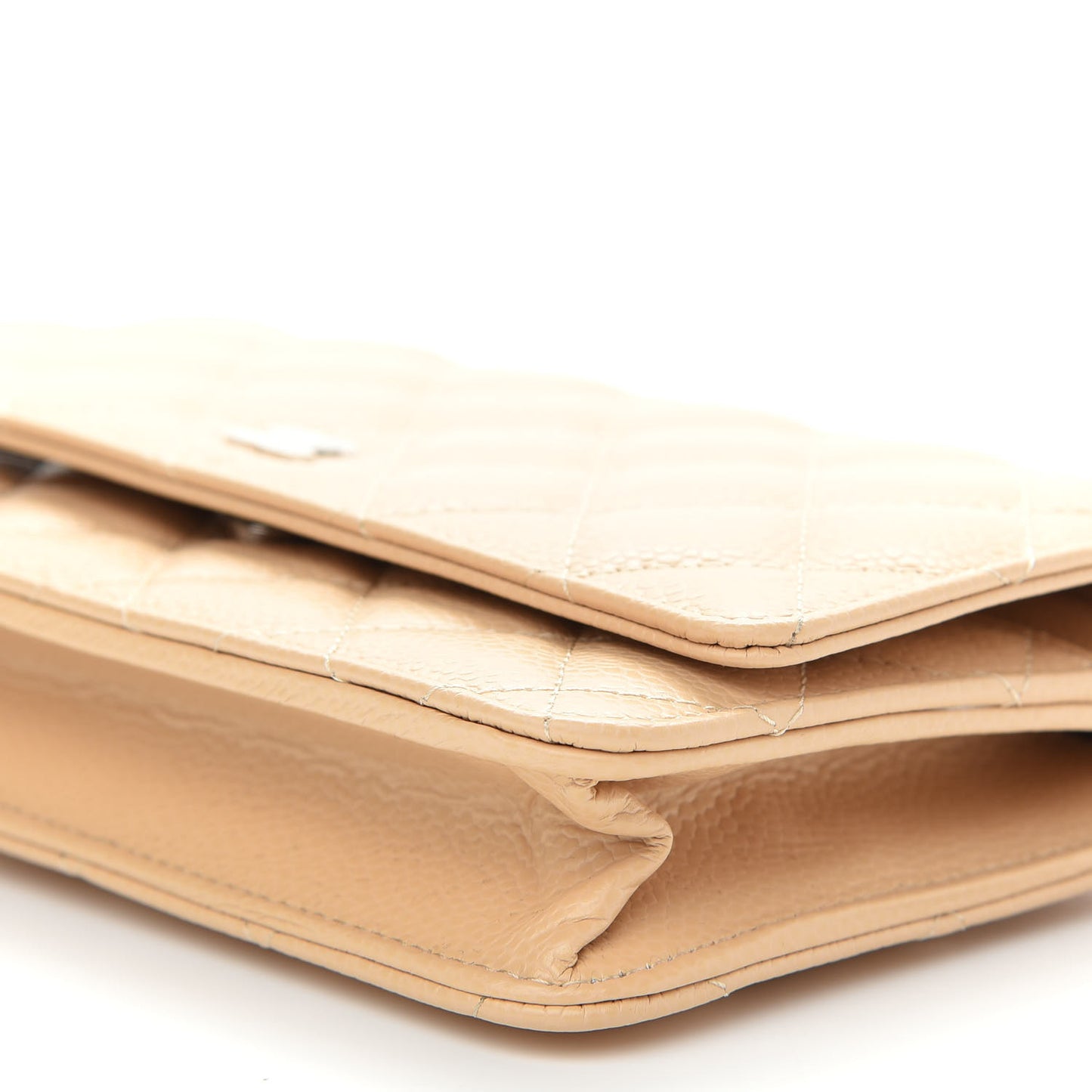 Caviar Quilted Wallet On Chain WOC Beige