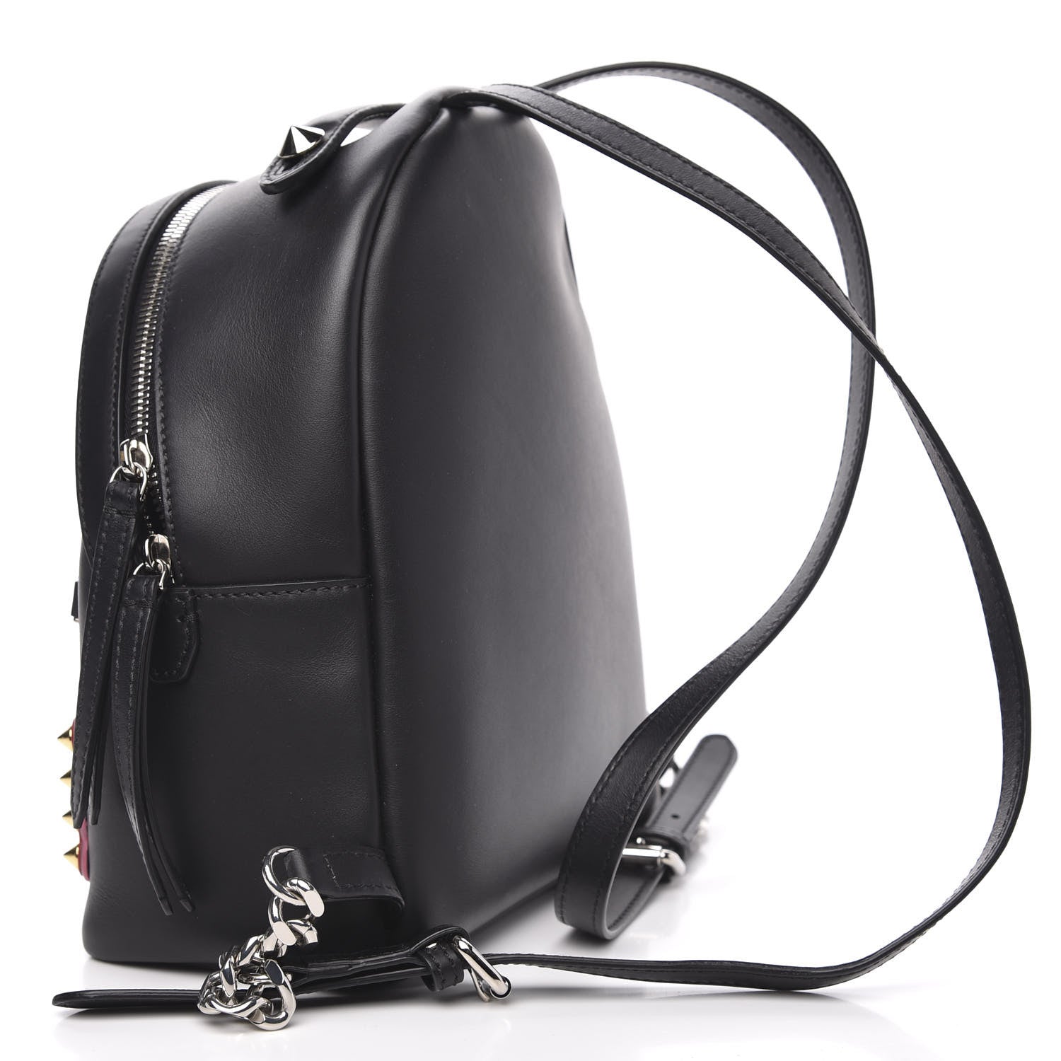 Fendi Vitello Century Fun Fair Metal Studded Mini Backpack Black Multicolor 2 of 10