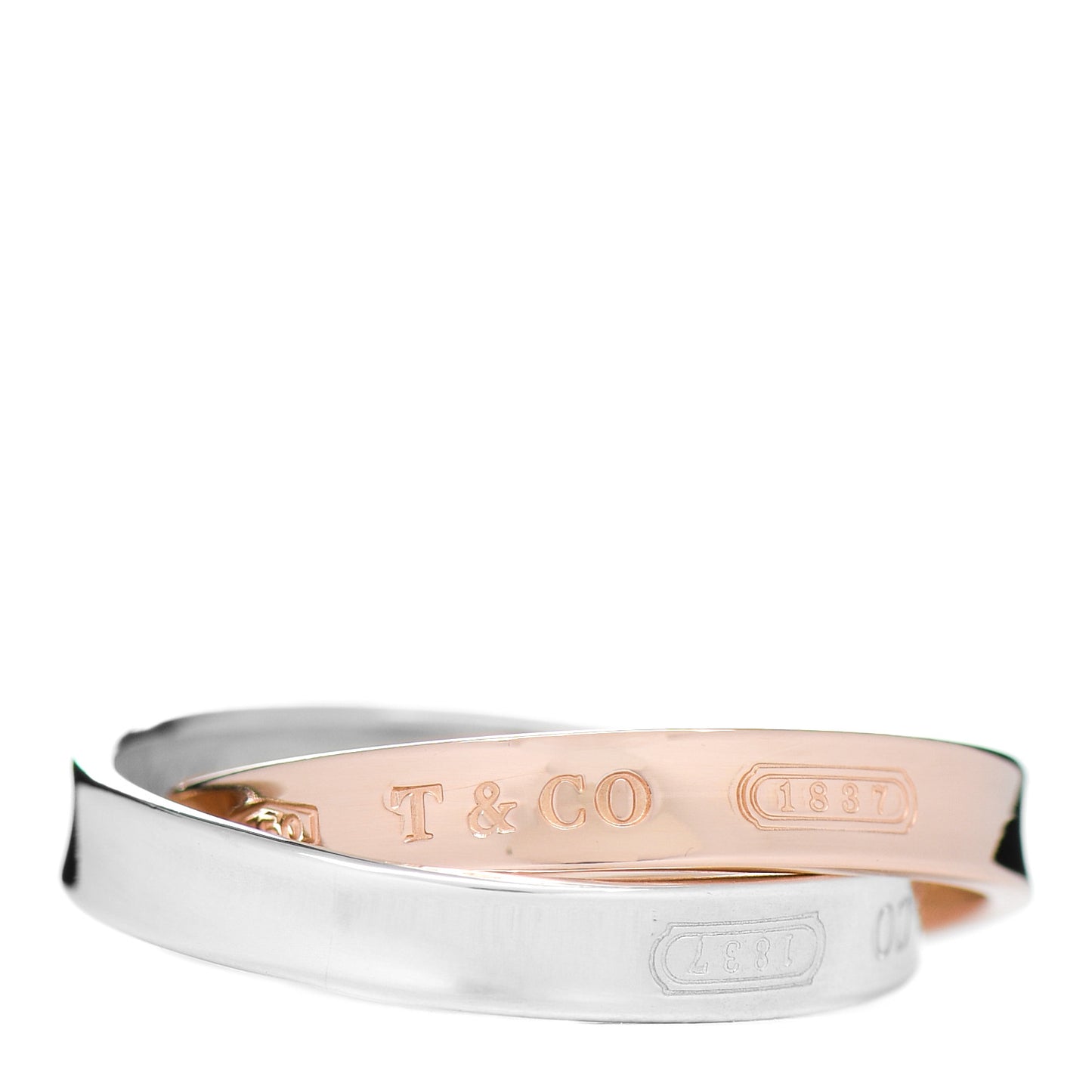 18K Rose Gold Sterling Silver 1837 Interlocking Circles Ring 54 6.75