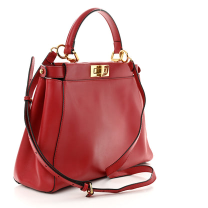 Fendi Vitello Morgan Fabric Jacquard Pequin Medium Peekaboo Iconic Satchel Mattone Tobacco Black 3 of 10