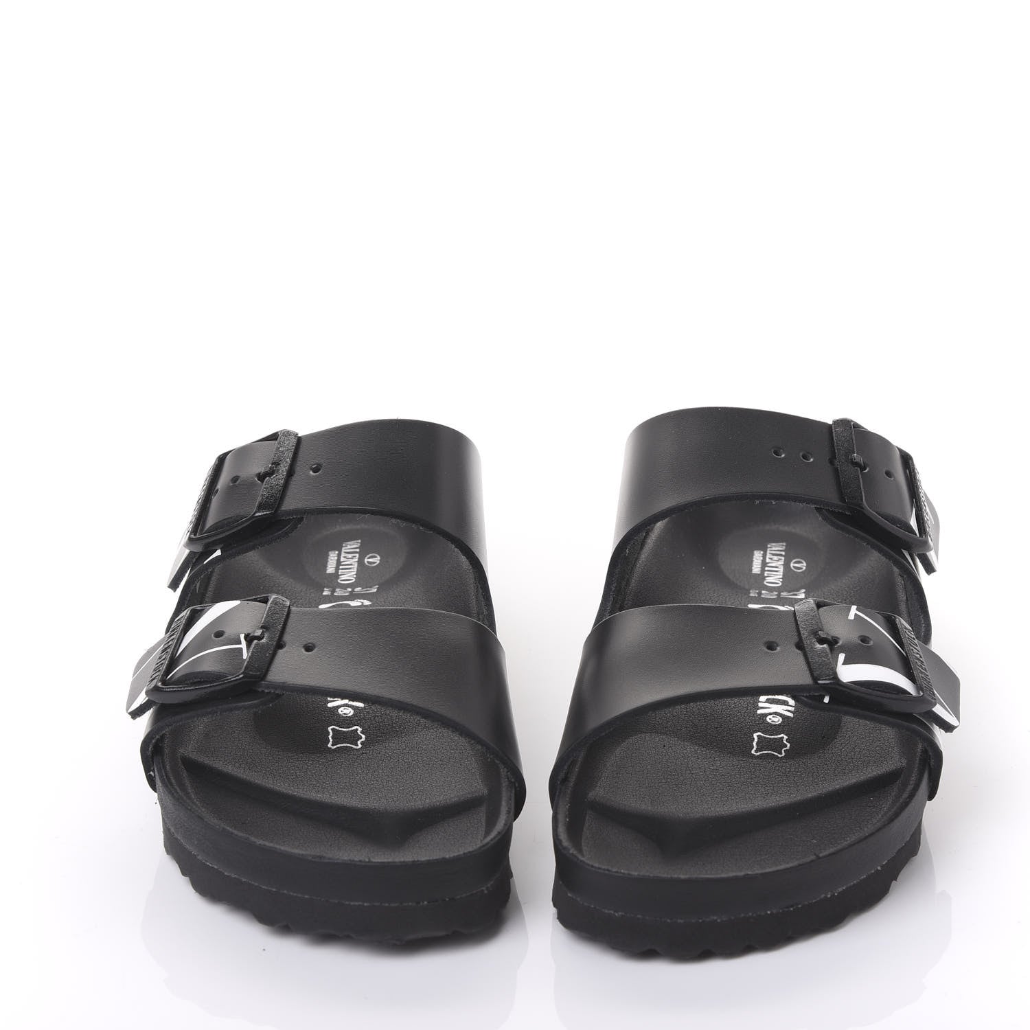 Valentino Garavani Calfskin VLTN Birkenstock Slide Sandals 37 Black 2 of 7