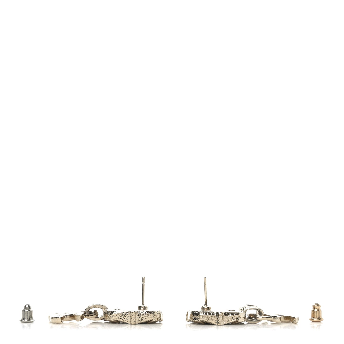 Resin Crystal Quilted CC Drop Earrings Gold Black