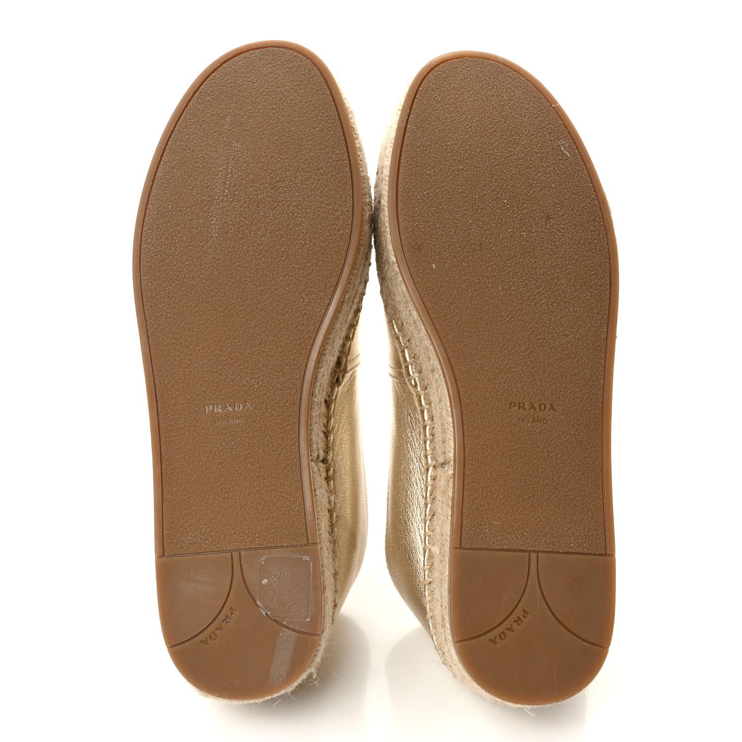 Prada Metallic Nappa Logo Cap Toe Platform Espadrilles 39 Pirite 5 of 9