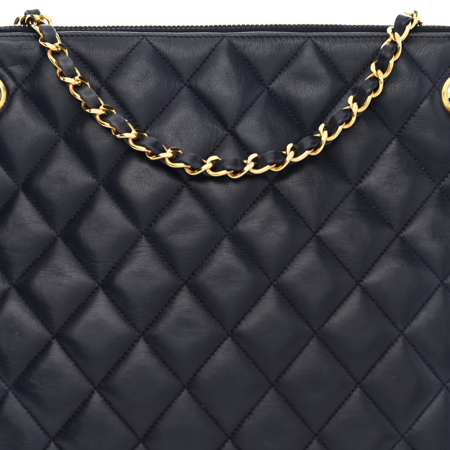 Chanel Lambskin Quilted Shoulder Bag Navy 8 of 10