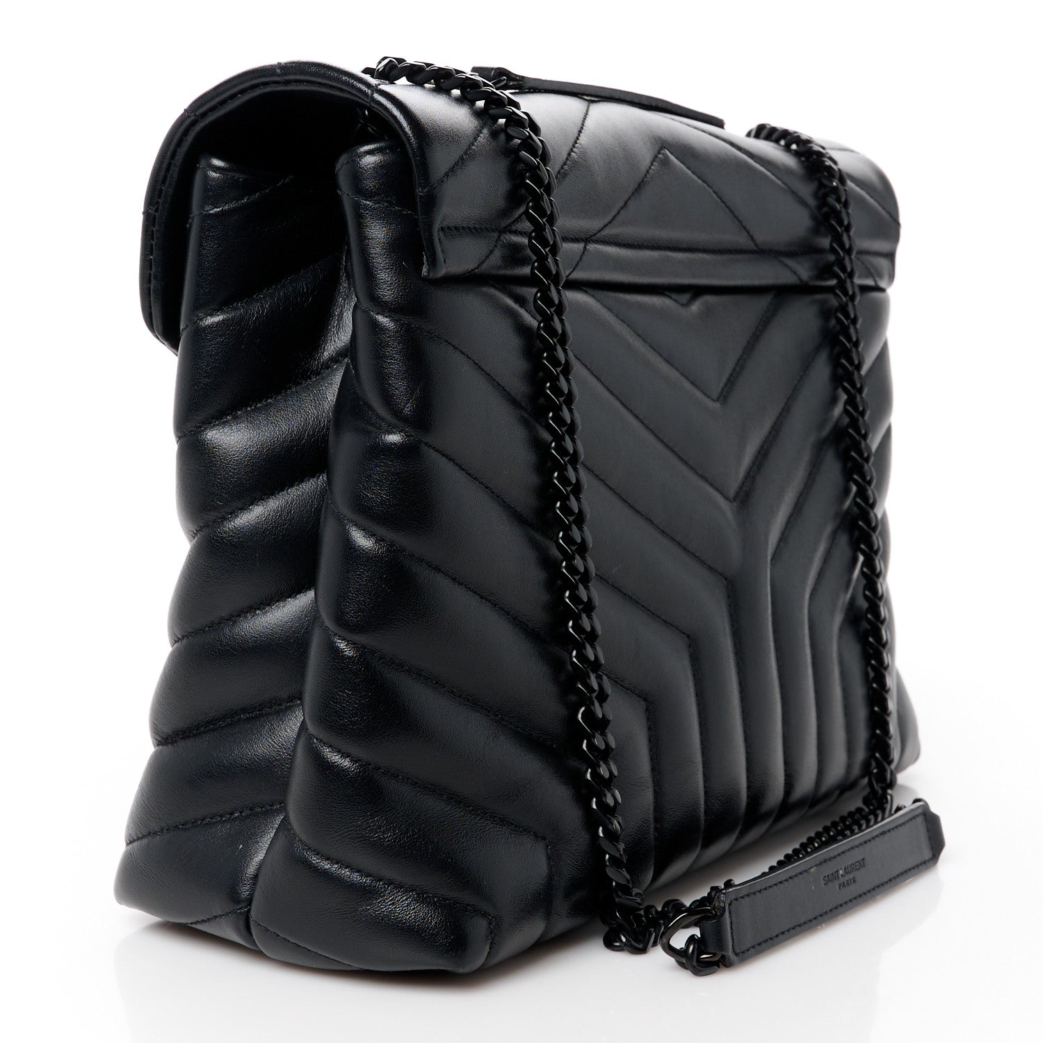 Saint Laurent Calfskin Y Quilted Monogram Monochrome Medium Loulou Chain Satchel Black 3 of 12