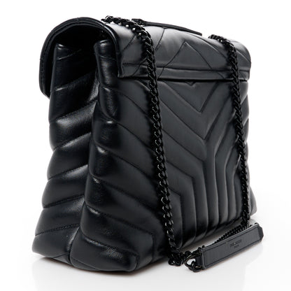 Saint Laurent Calfskin Y Quilted Monogram Monochrome Medium Loulou Chain Satchel Black 3 of 12