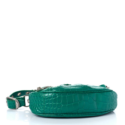 Balenciaga Extra Supple Calfskin Crystal Crocodile Embossed Le Cagole Shoulder Bag XS Jade 4 of 9
