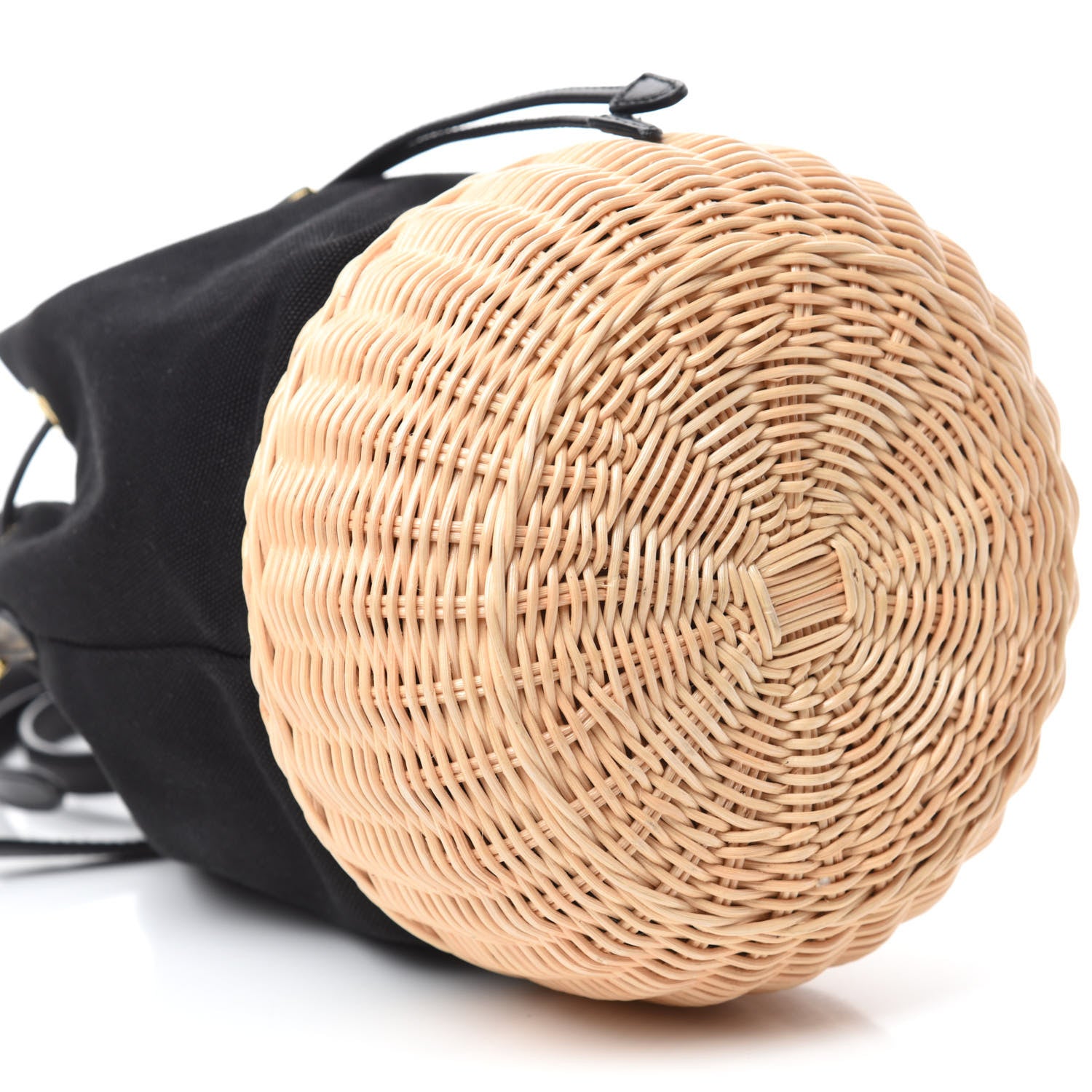 Prada Wicker Canvas Bucket Bag Black 6 of 11