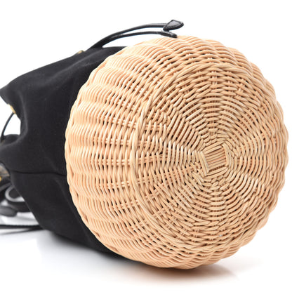 Prada Wicker Canvas Bucket Bag Black 6 of 11