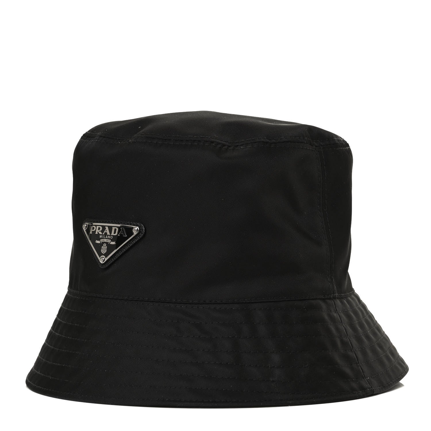 Prada Re-Nylon Saffiano Metal Triangle Logo Mens Bucket Hat XL Black 1 of 6