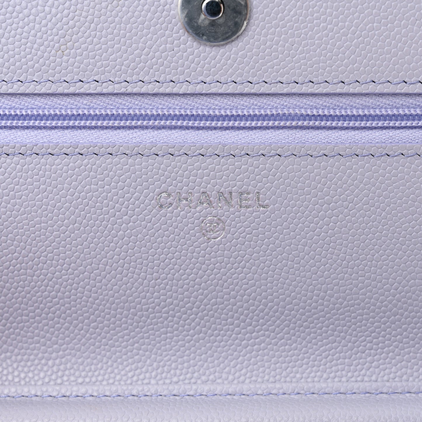 Caviar Quilted Wallet on Chain WOC Light Purple