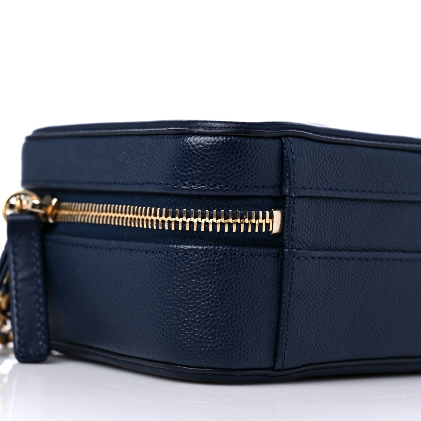 Caviar Quilted Small CC Filigree Vanity Case Navy