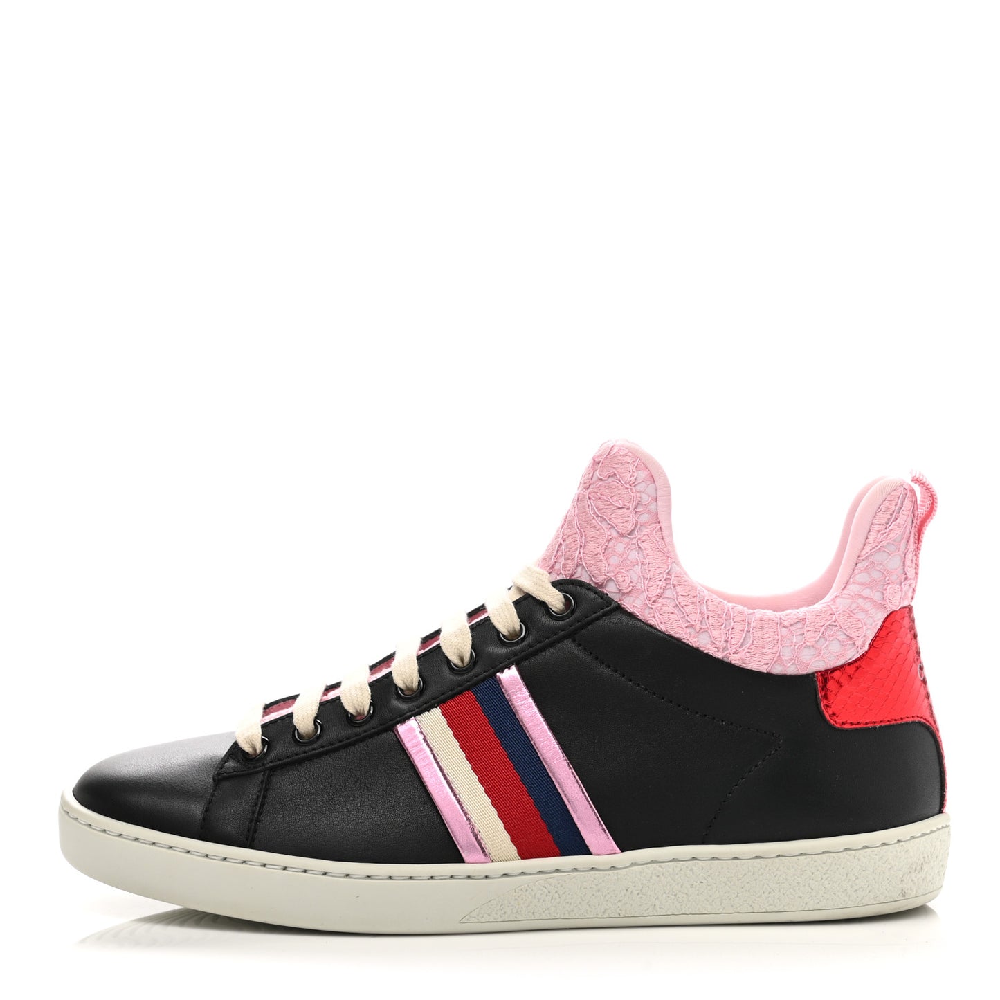 Calfskin Lace Ayers Sylvie Web Womens New Ace High Top Sneakers 37.5 Black
