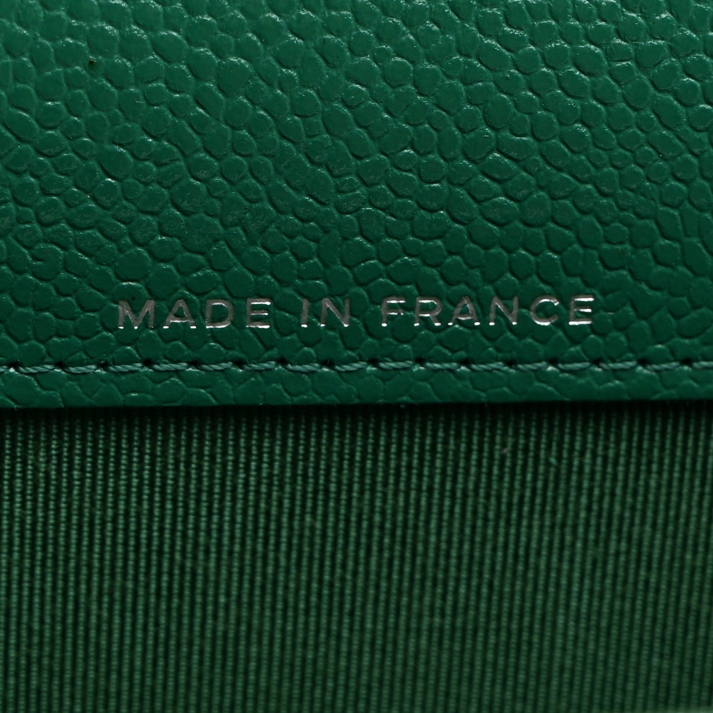 Caviar Quilted Flap Card Holder Wallet Green