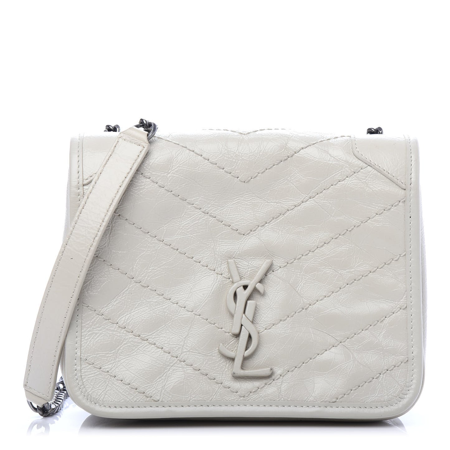 Crinkled Calfskin Matelasse Monogram Niki Chain Wallet Crema Soft