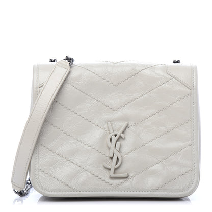 Saint Laurent Crinkled Calfskin Matelasse Monogram Niki Chain Wallet Crema Soft 1 of 11