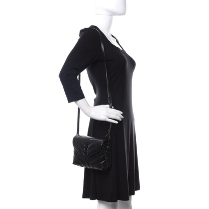 Saint Laurent Calfskin Y Quilted Monogram Toy Loulou Crossbody Bag Black 2 of 12