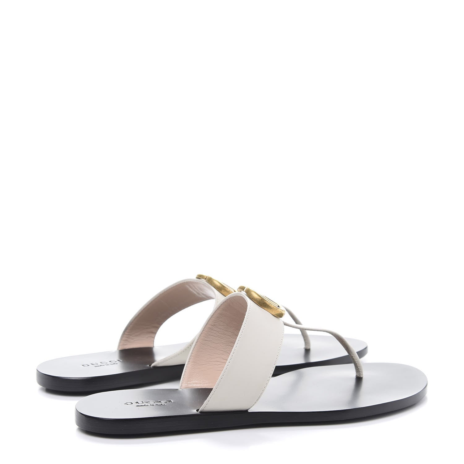 Gucci Calfskin GG Marmont Thong Sandals 37 Mystic White 4 of 7