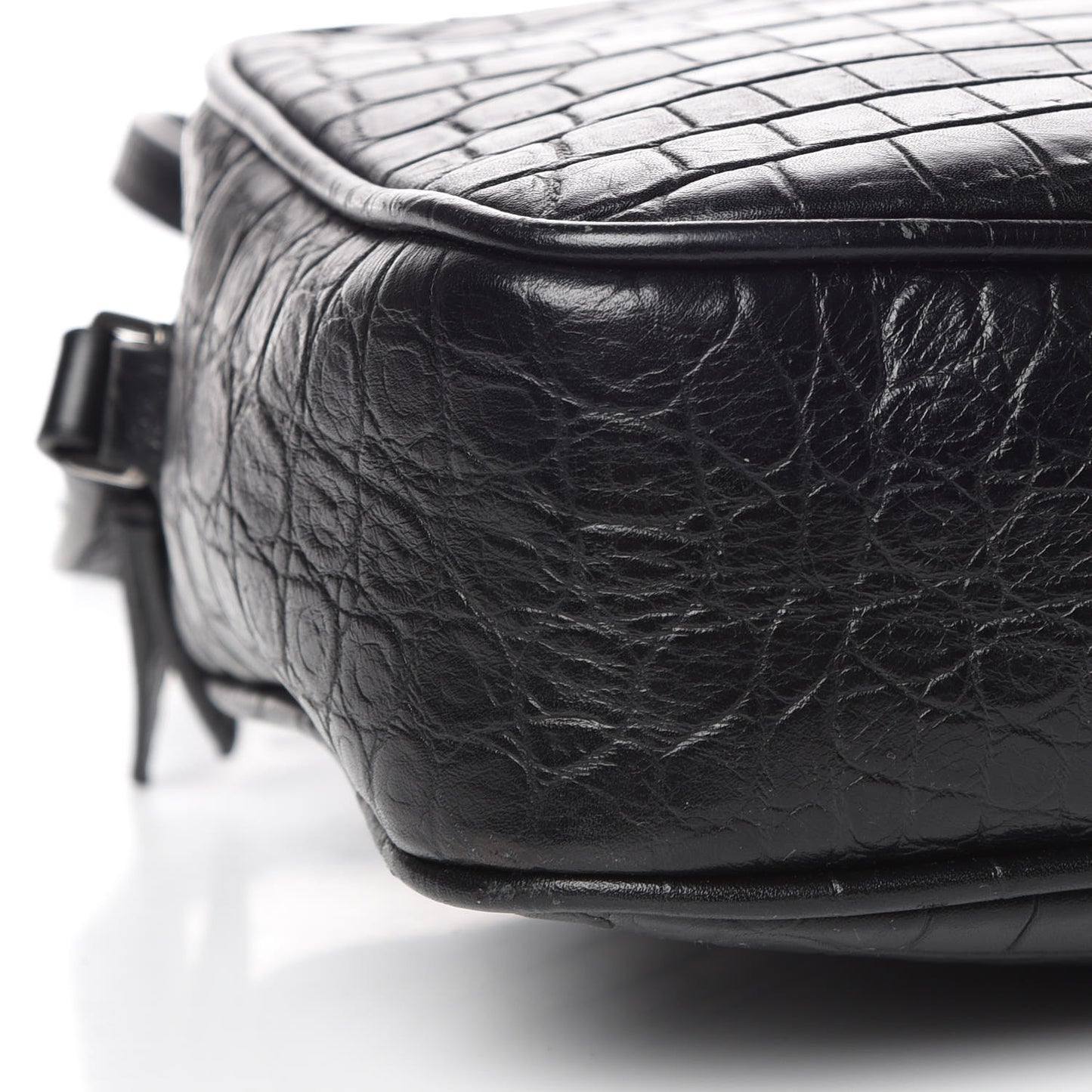 Calfskin Crocodile Embossed Monogram Lou Camera Bag Black
