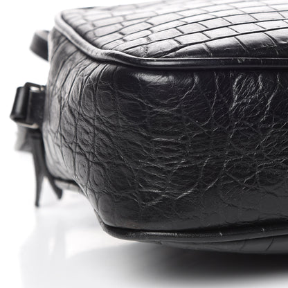 Saint Laurent Calfskin Crocodile Embossed Monogram Lou Camera Bag Black 8 of 10