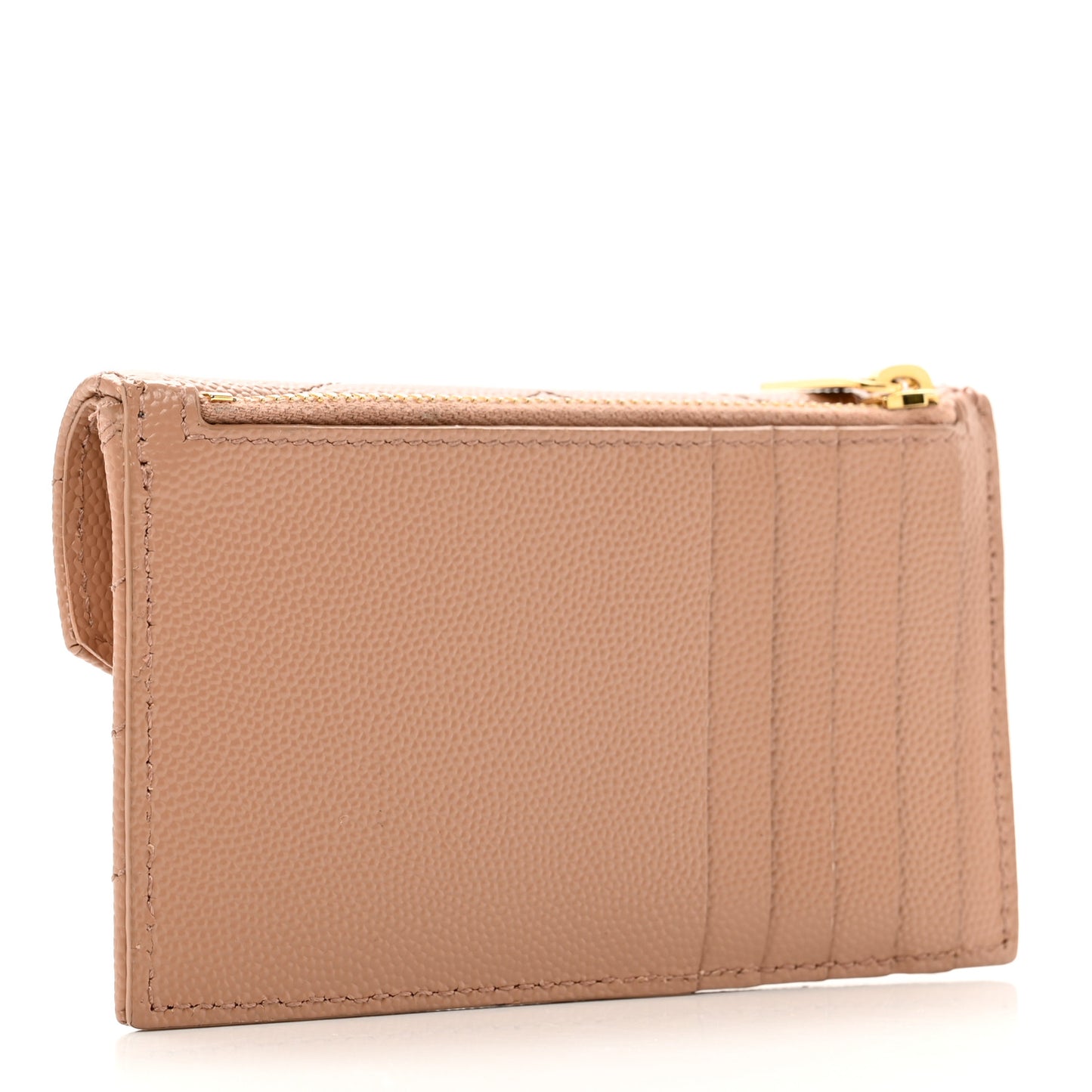 Grain De Poudre Matelasse Chevron Monogram Compact Wallet Dark Beige
