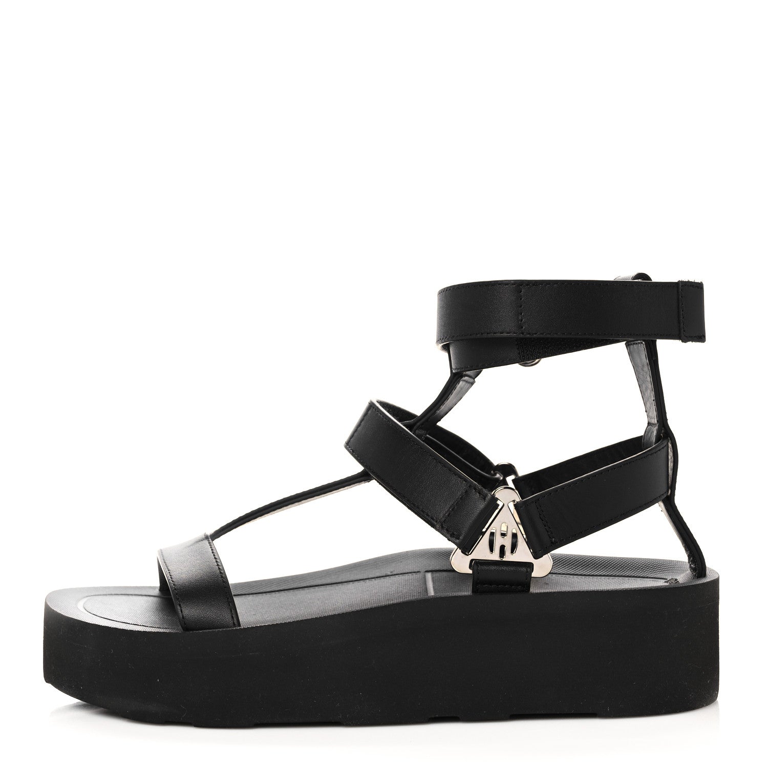 Hermes Calfskin Womens Enid Sandals 36 Black 1 of 10