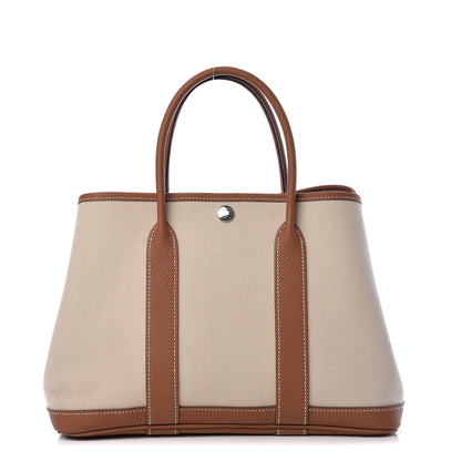 Hermes Grand Chevron Weave Negonda Garden Party 30 TPM Tote Craie Gold 1 of 11