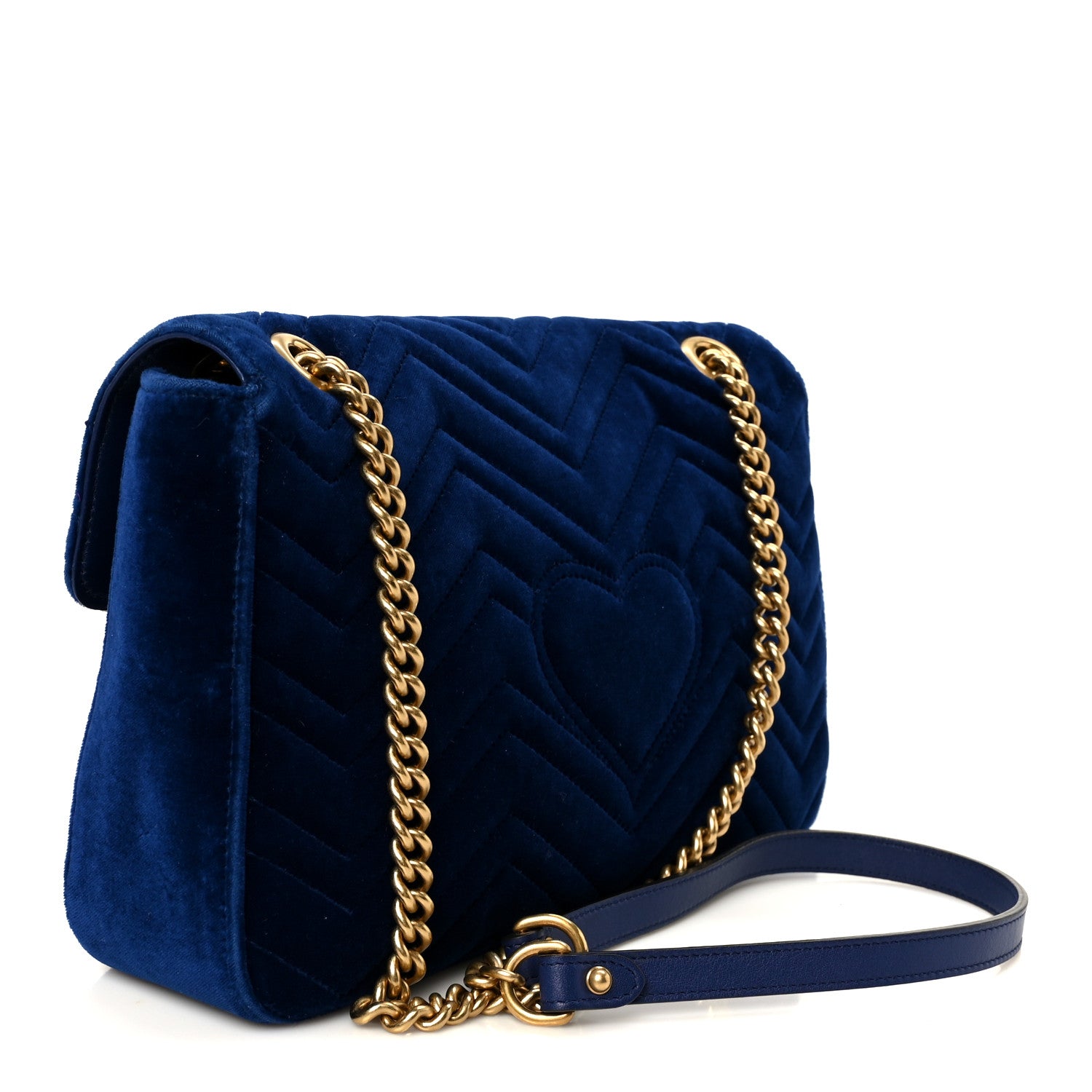 Gucci Velvet Matelasse Medium GG Marmont Shoulder Bag Cobalt Blue 3 of 11